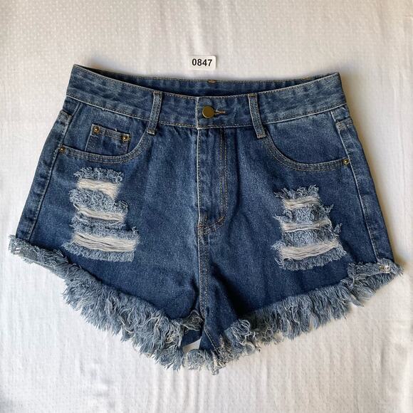SHEIN Women’s Frayed Denim Short Shorts size 6 US, Blue - Picture 1 of 10
